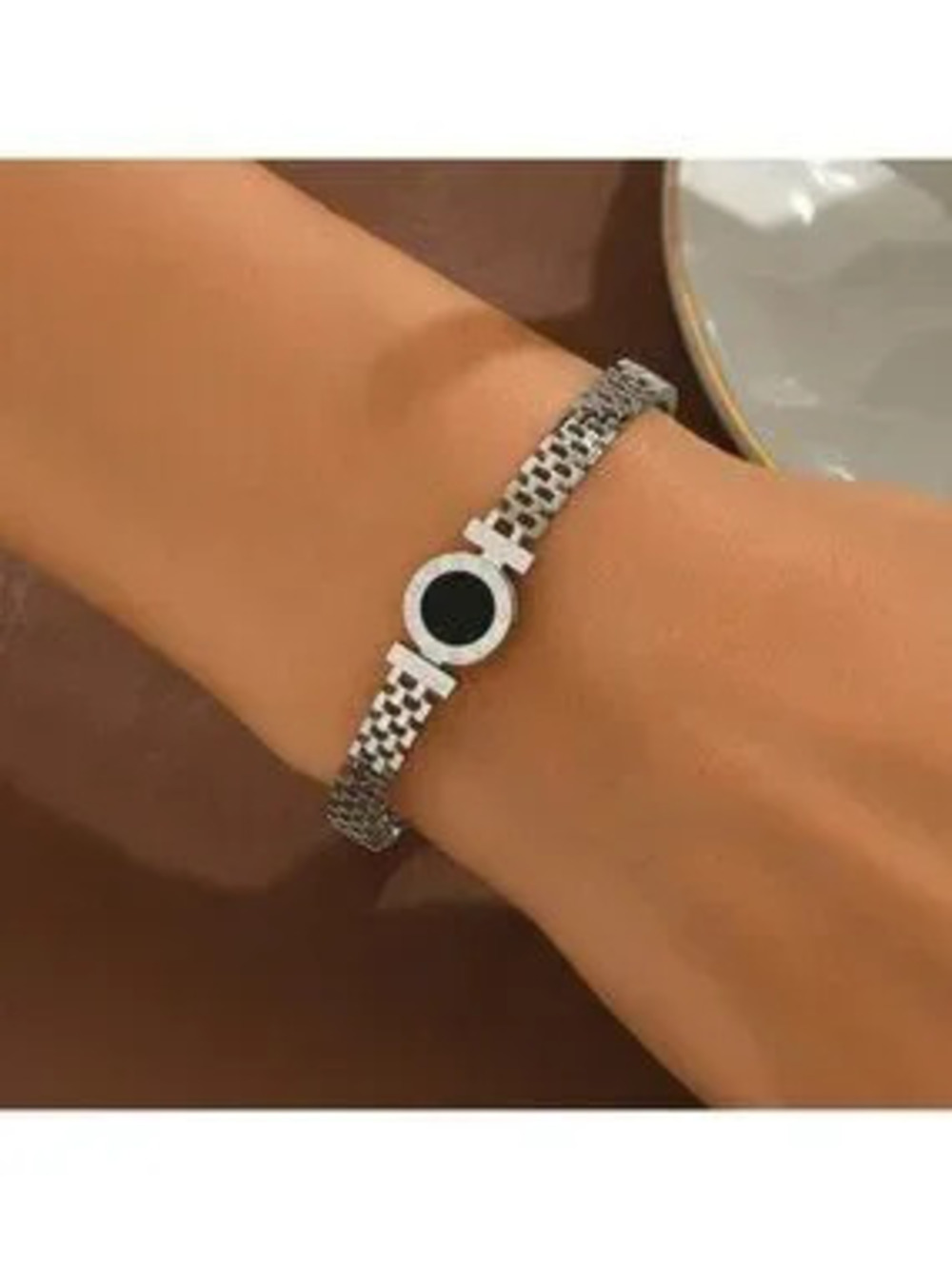 Silver Plated Stainless Steel Roman Numeral Bracelet